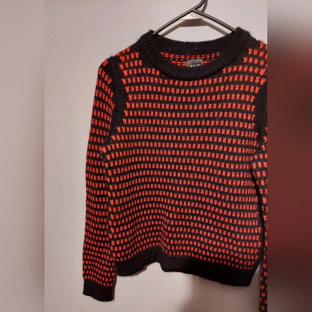 AYR Sweater Alpaca Merino Wool Blend Crew Neck Chunky Knit Small Textured Black